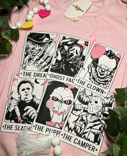 Pink Horror Tarot Cards Crewnecks