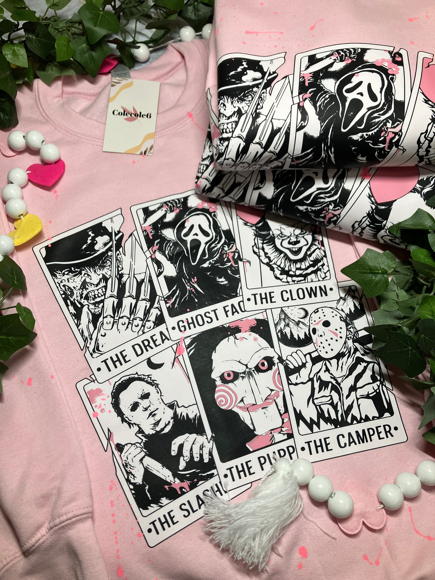 Pink Horror Tarot Cards Crewnecks