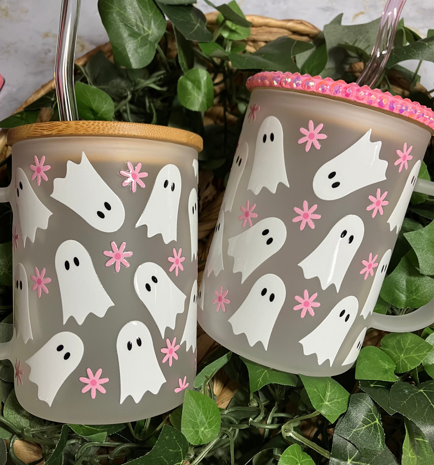 Pink Ghostie Frosted Mugs