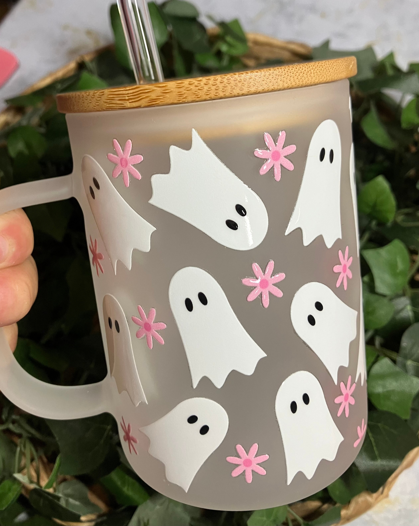 Pink Ghostie Frosted Mugs